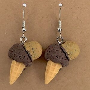 Cute Resin Chocolate Ice Cream Cone Dangle Earrings